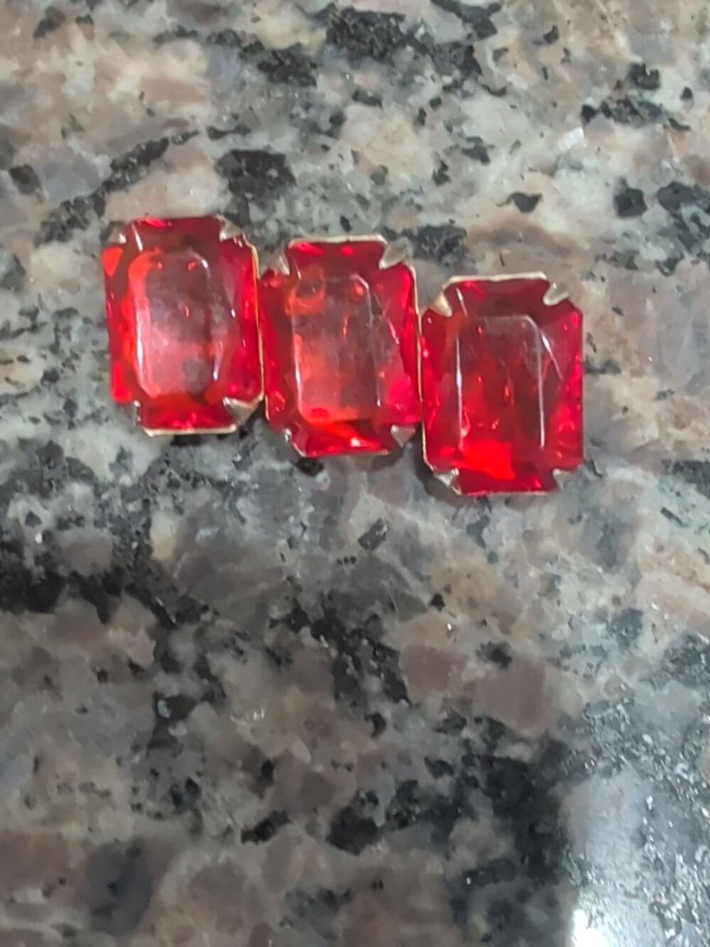Genuine Vintage 1940's Deco Red Glass Rhinestone Brooch